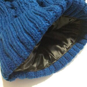 Protective Hairstyle Nation Satin Lined Blue Pom Pom Winter Hat
